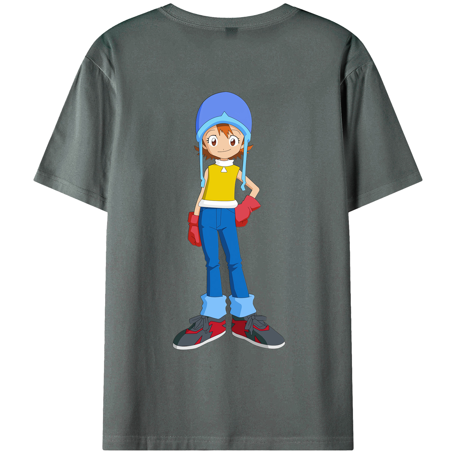 （画像用） Digimon デジタルモンスター/デジモン 綿100％ メンズ半袖Tシャツ（バックプリント） 通気性